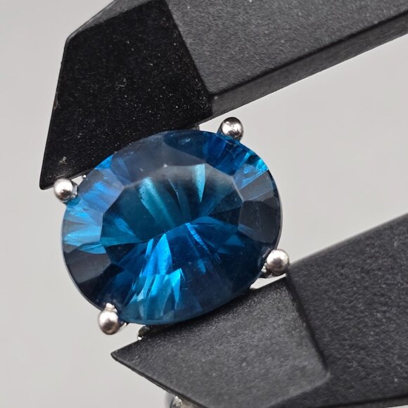 Sterling Silver London Blue Topaz Cathedral Ring Size 10 Signed SUN 5.09g - Picture 2 of 15